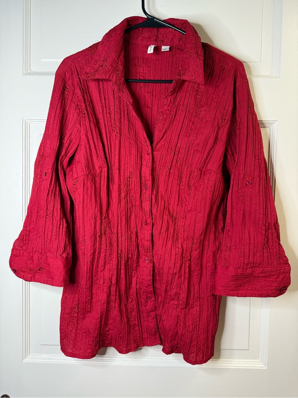 St. John's Bay Red Button-Down Tunic Shirt
